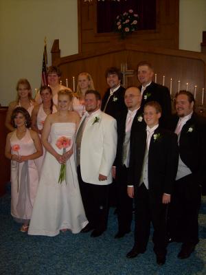 Titus and Jaimee with groomsmen and bridesmaides
