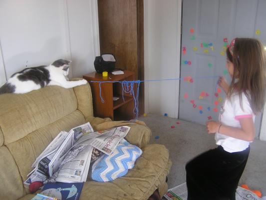Andrea plays with the cat