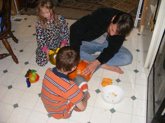 Carving a pumpkin