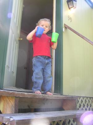 Noah has two glasses to drink juice and milk from