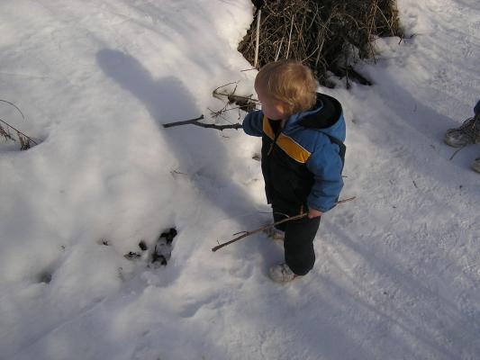 Noah wrote NOAH in the snow.