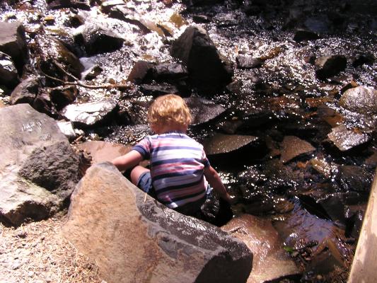Noah playing in the creek