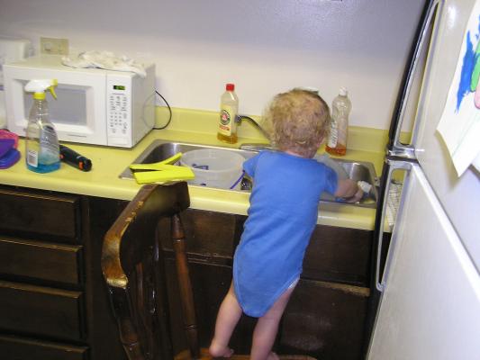 Noah at the sink.