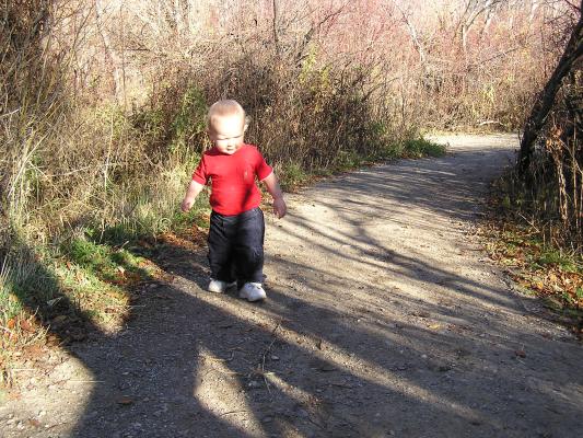 Noah hiking on the trail.