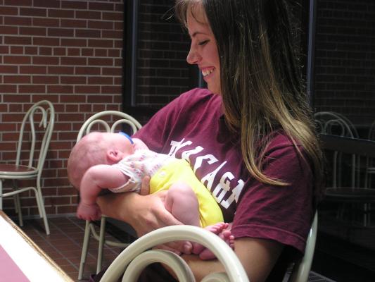 Lindsay holds Noah