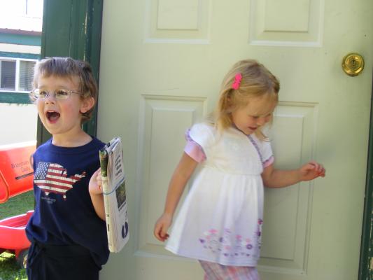 Noah and Sarah on the porch