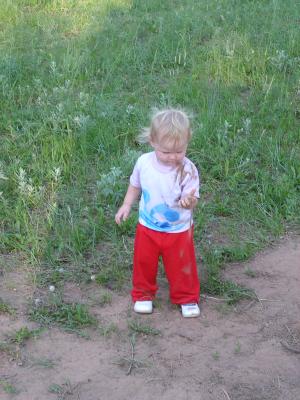 Sarah plays with dirt