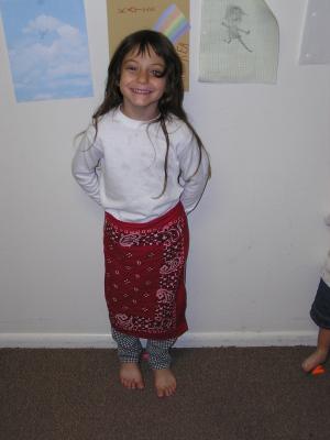Andrea in her new apron.