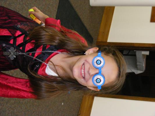 Andrea with silly glasses.
