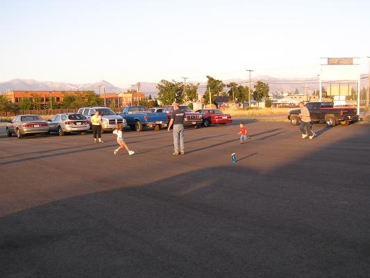 Racing games in the parking lot at VBS