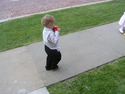 Noah plays with a camera