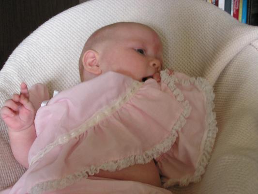 Sarah in her vibrating chair.