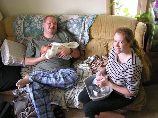 Katie lets Benji hold his new nephew