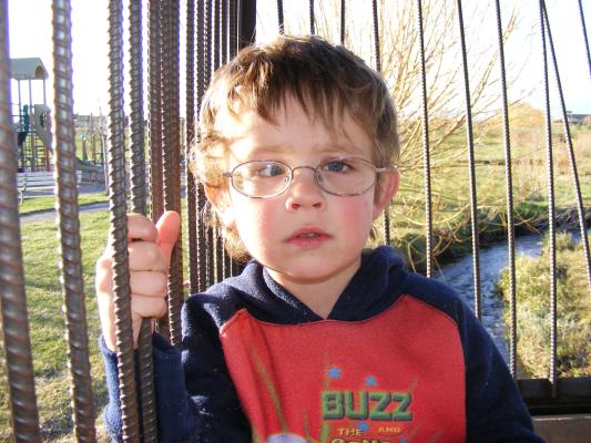 Noah at the spider park's bridge