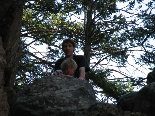 David and Noah on a rock