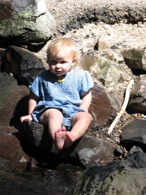 Sarah plays in the water