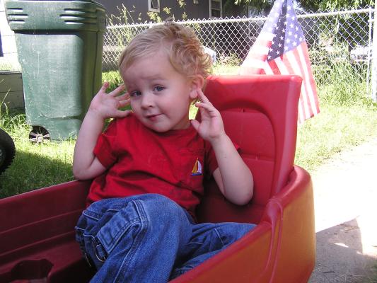 Noah in the wagon