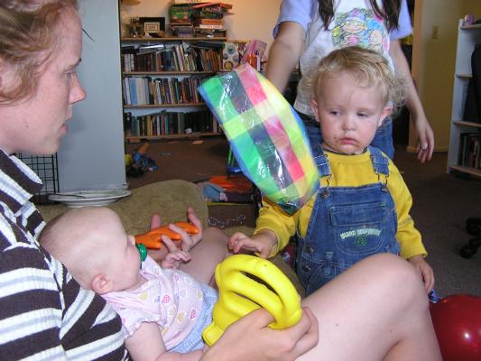 Noah gives his claws to mommy.
