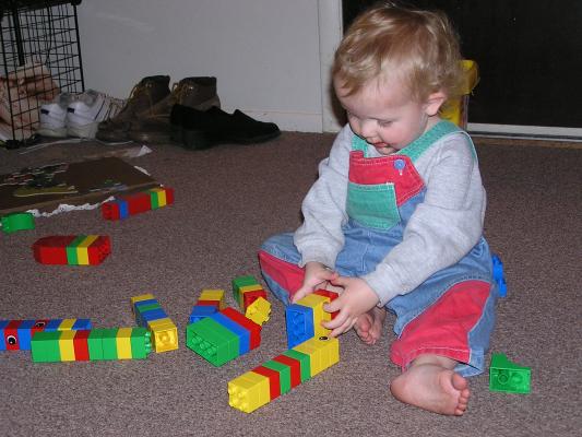 Noah loves his blocks.