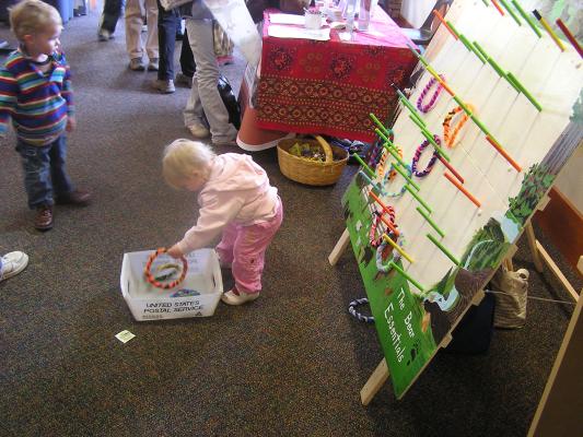 Sarah plays ring toss