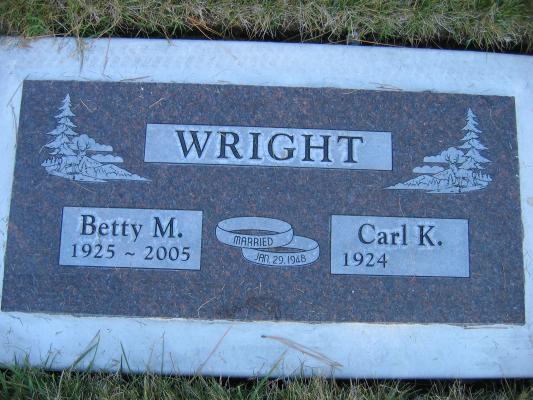 Betty M Wright gravestone -- 1925 to 2005