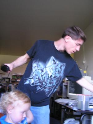 Noah gets a hair cut.