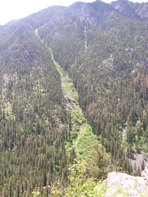 A water drip on the other side of the canyon.