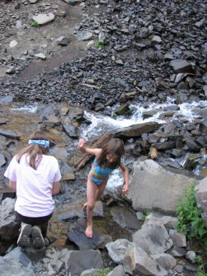 Andrea and another hiker at Palisade falls