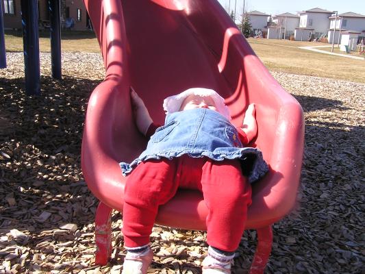 Sarah sliding.