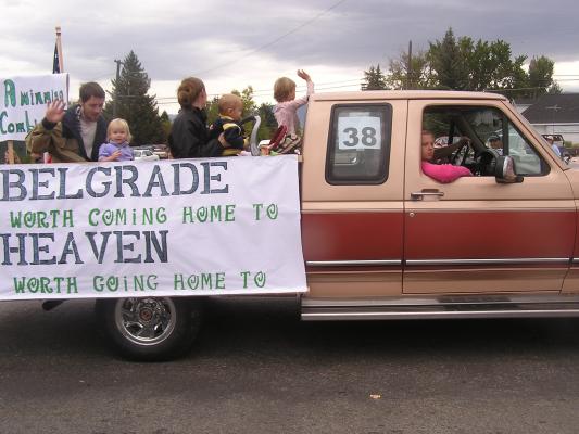 David and Sarah, Katie and Michael and Mickala in the float. Breeanna in the truck
