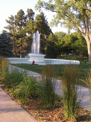 Noah plays by the Alliance Fountain