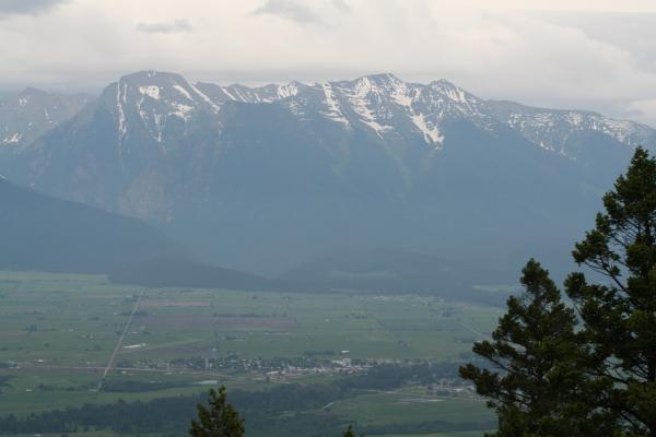 The Mission Mountains with Saint Ignatius in the valley.
