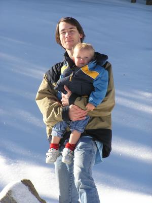 David and Noah, Snow and rocks.