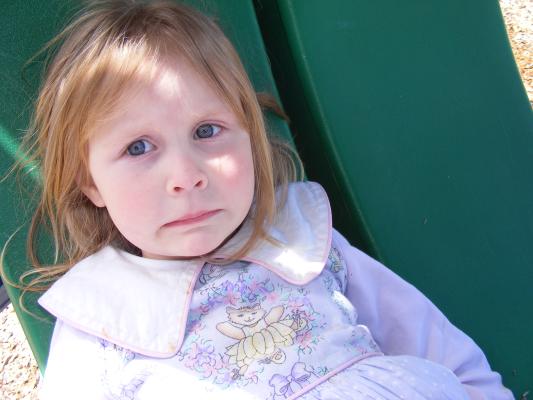 Sarah's scared face.