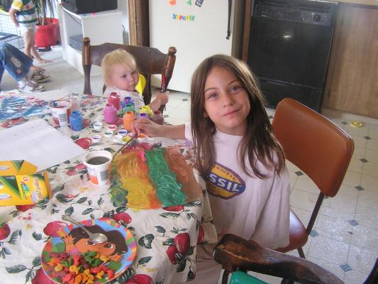 Sarah and Andrea are painting