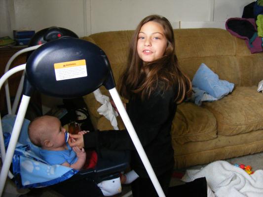 Andrea plays with Joshua