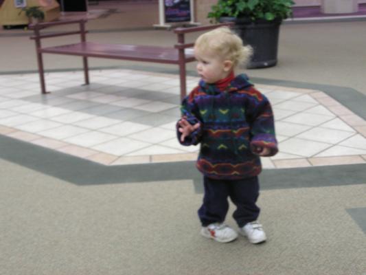 Noah plays at the mall.