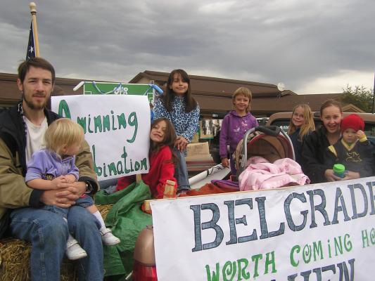 David, Sarah, Andrea, Malia, Mickala, Hannah Katie and Michael on the GVCC float