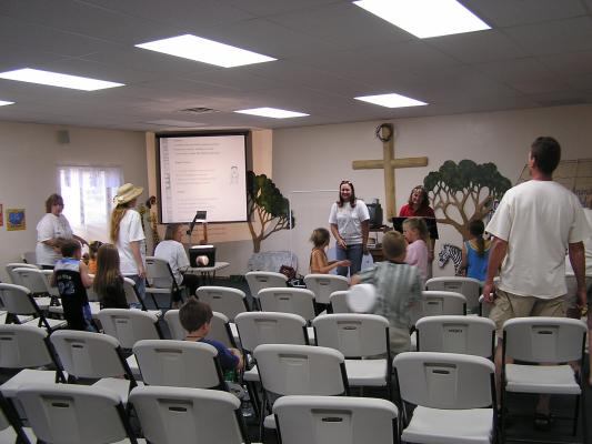 Singing songs at VBS