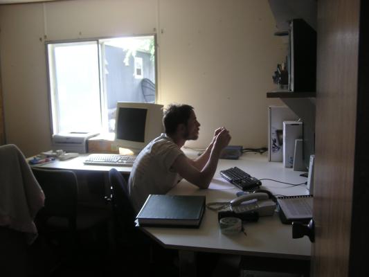 David at the new desk he made