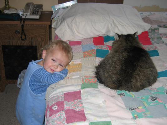 Noah and the kitty.