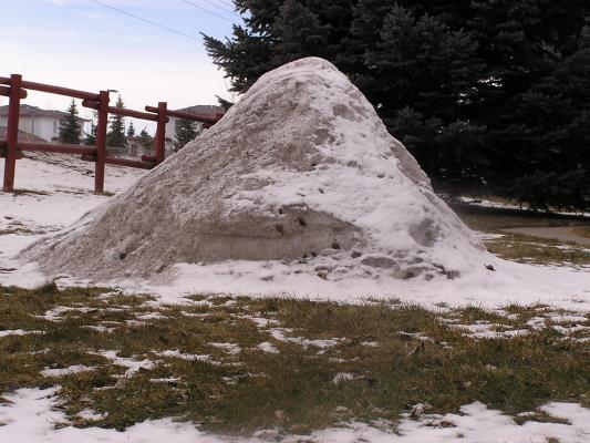 Here's our snow fort.  It's melting.