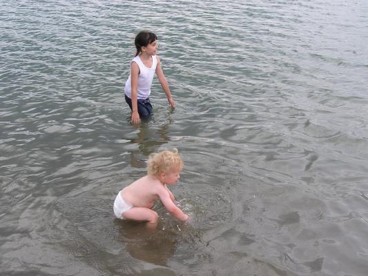 Noah and Malia in the water.