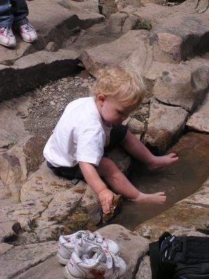 Noah played and played in the water.