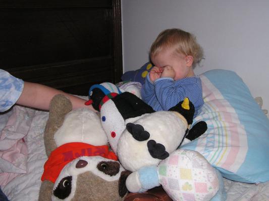 Noah is a little sleepy.