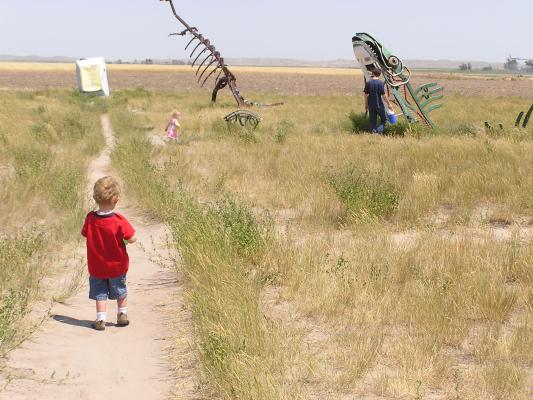 Noah, Sarah and David at Carhenge