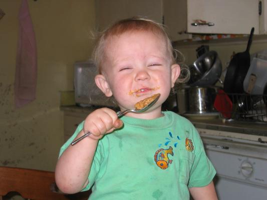 A big spoonful of peanut butter.