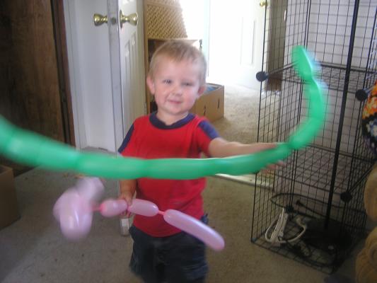 Noah has birthday baloons