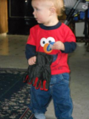 Joshua with a glove