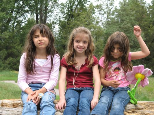 Malia, Nicole, and Andrea on the big log.